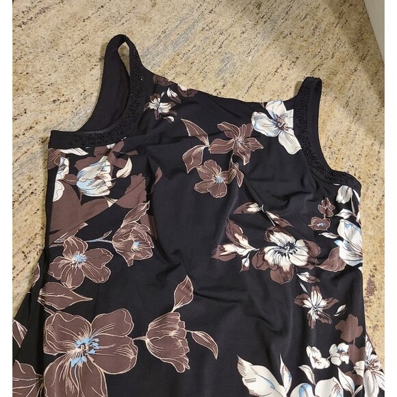 White House Black Market Sz L Dress Black Floral Sheath Embellished Romantic - Picture 12 of 16